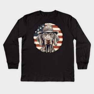 Patriotic Weimaraner Kids Long Sleeve T-Shirt